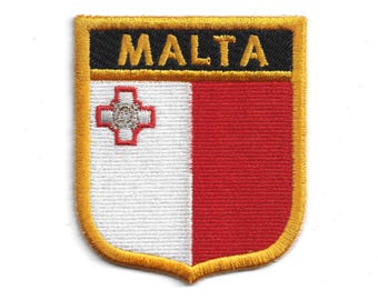 Écusson drapeau Malte Shield - Badge brodé thermocollant de voyage sur la mer Méditerranée