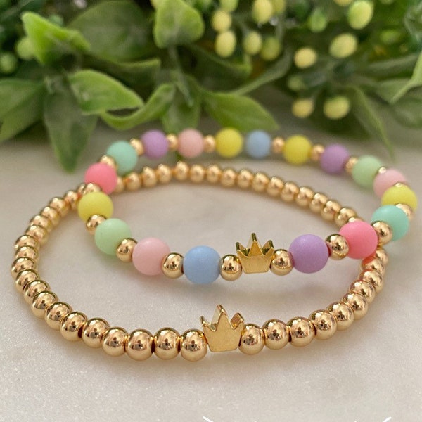 Crown Bracelet // Pageant Bracelet // Gold and Pastel Bracelet