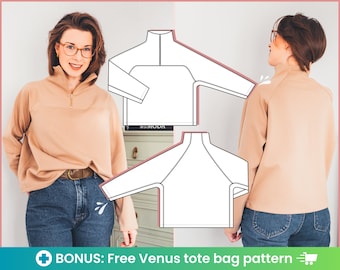 Sweatshirt pattern | Oversized sweatshirt sewing pattern | Raglan sweatshirt pattern | Womens oversized sweater long sleeve pattern pdf