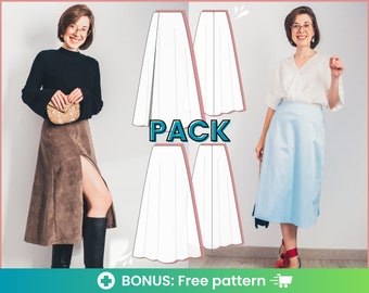 Midi skirt pattern | Download, print and sew with me this split skirt pattern and a line skirt pattern step by step.