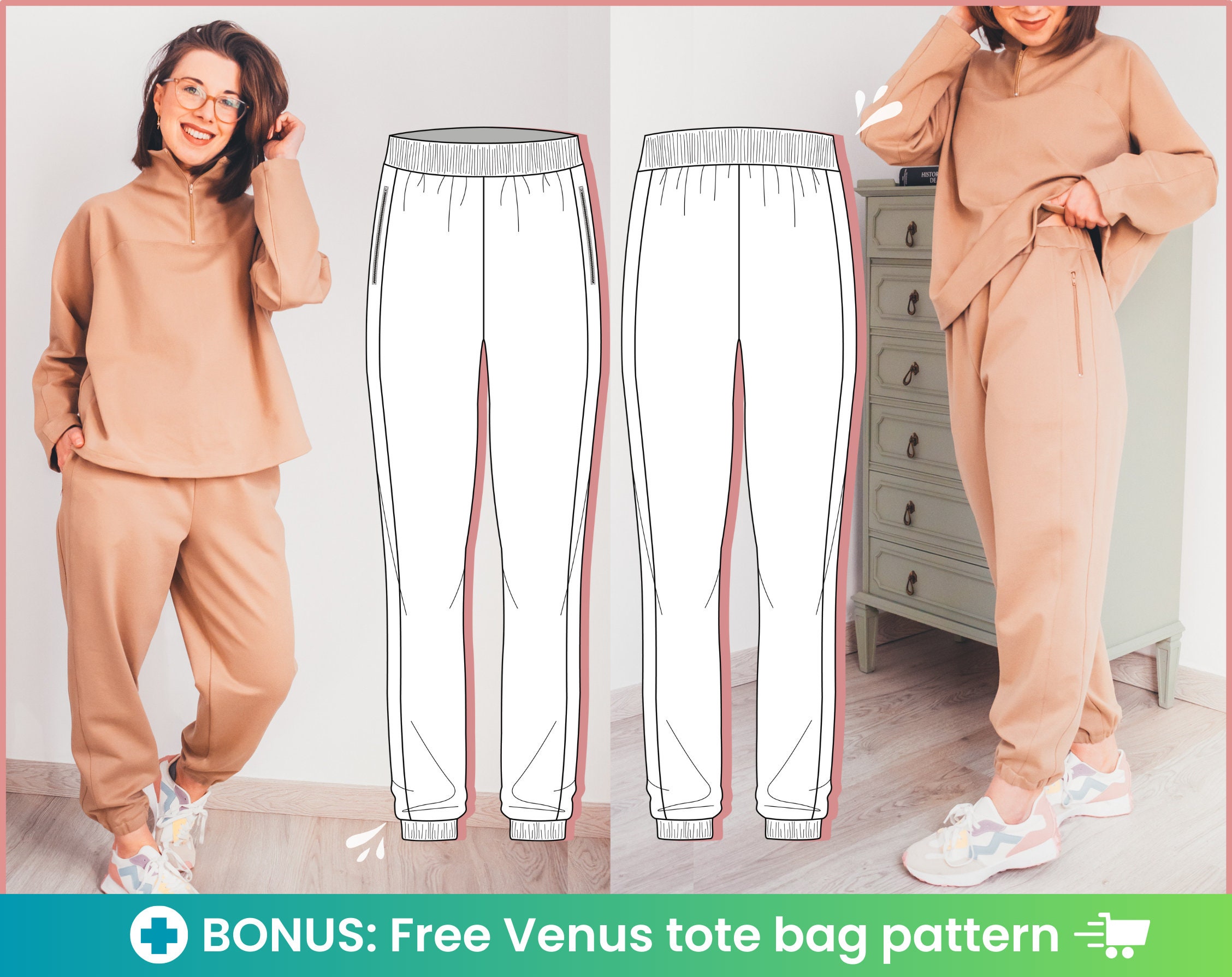 PDF Jogger Pants Sewing Pattern Women EU Size Xs-xl US 2-14, Instant  Download, A4, Us Letter, Beginner Friendly, Sweatpant Women Pattern 