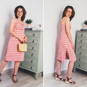 Cottagecore pattern. Milkmaid dress pattern with empire waist and strapless. Sew this easy midi dress pattern pdf for your summer vacation. This printable sewing pattern includes: 8 different sizes, 3 print formats and video tutorial step by step.