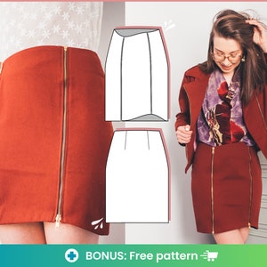 DIY Asymmetric Straight Mini Skirt Pattern with Zippers - Easy PDF Sewing Pattern for High Waisted, Slit, Low Rise, and Denim Mini Skirt