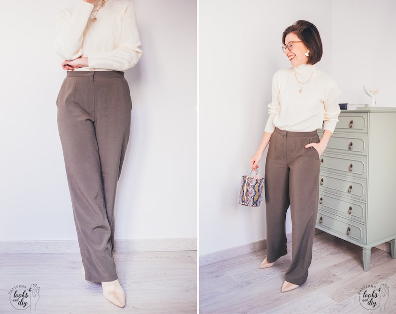 If you are looking for a comfortable, versatile and stylish pants pattern, the Fortuna trouser pattern is for you. Learn how to sew a pair of easy pants with this women’s high waisted trousers pattern pdf with wide leg, fly and pockets.