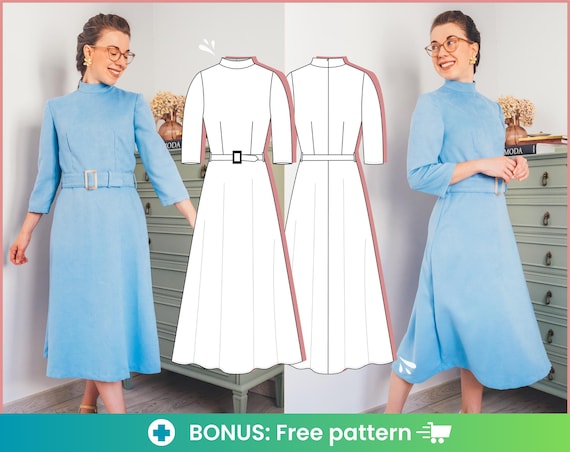 Dress Sewing Pattern. Semi-fitted Mock Neck Midi Dress. Easy Women's Dress  Pattern. Basic Simple A Line High Neck Formal Dress for Ladies. - Etsy
