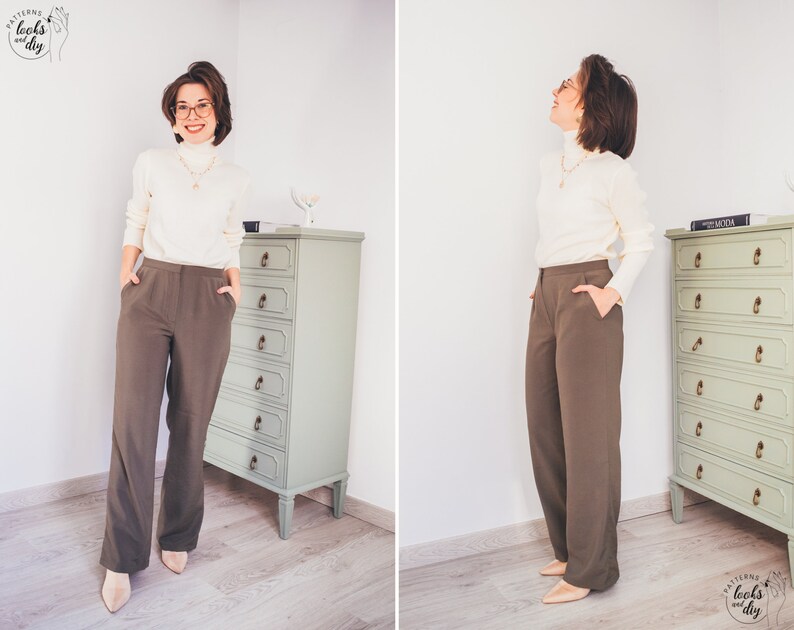 If you are looking for a comfortable, versatile and stylish pants pattern, the Fortuna trouser pattern is for you. Learn how to sew a pair of easy pants with this women’s high waisted trousers pattern pdf with wide leg, fly and pockets.