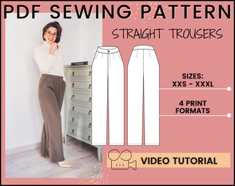 patterned straight leg trousers