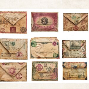 Vintage Envelopes - 60 Pngs &amp; 7 Printable Sheets, CU, Digital Download ...