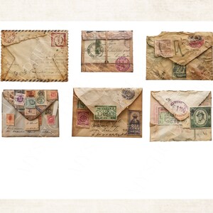 Vintage Envelopes - 60 Pngs &amp; 7 Printable Sheets, CU, Digital Download ...