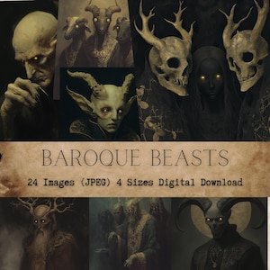 Bestias barrocas: 24 imágenes (4 tamaños) // Imágenes para álbumes de recortes // Hojas de collage digitales // Papel para diario basura