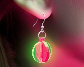 Vibrant Neon Acrylic Bauble Earrings - Futuristic Glow Dangle Earrings for Nightlife Fashion & Statement Accessory