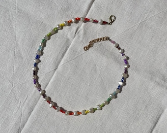 Rainbow Pearl Beaded Necklace