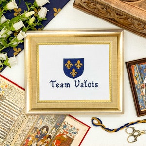 Team Valois-kruissteekpatroon (klein) | Pdf direct downloaden | Uniek cadeau voor fans van Franse geschiedenis, Jeanne d'Arc en middeleeuwse heraldiek