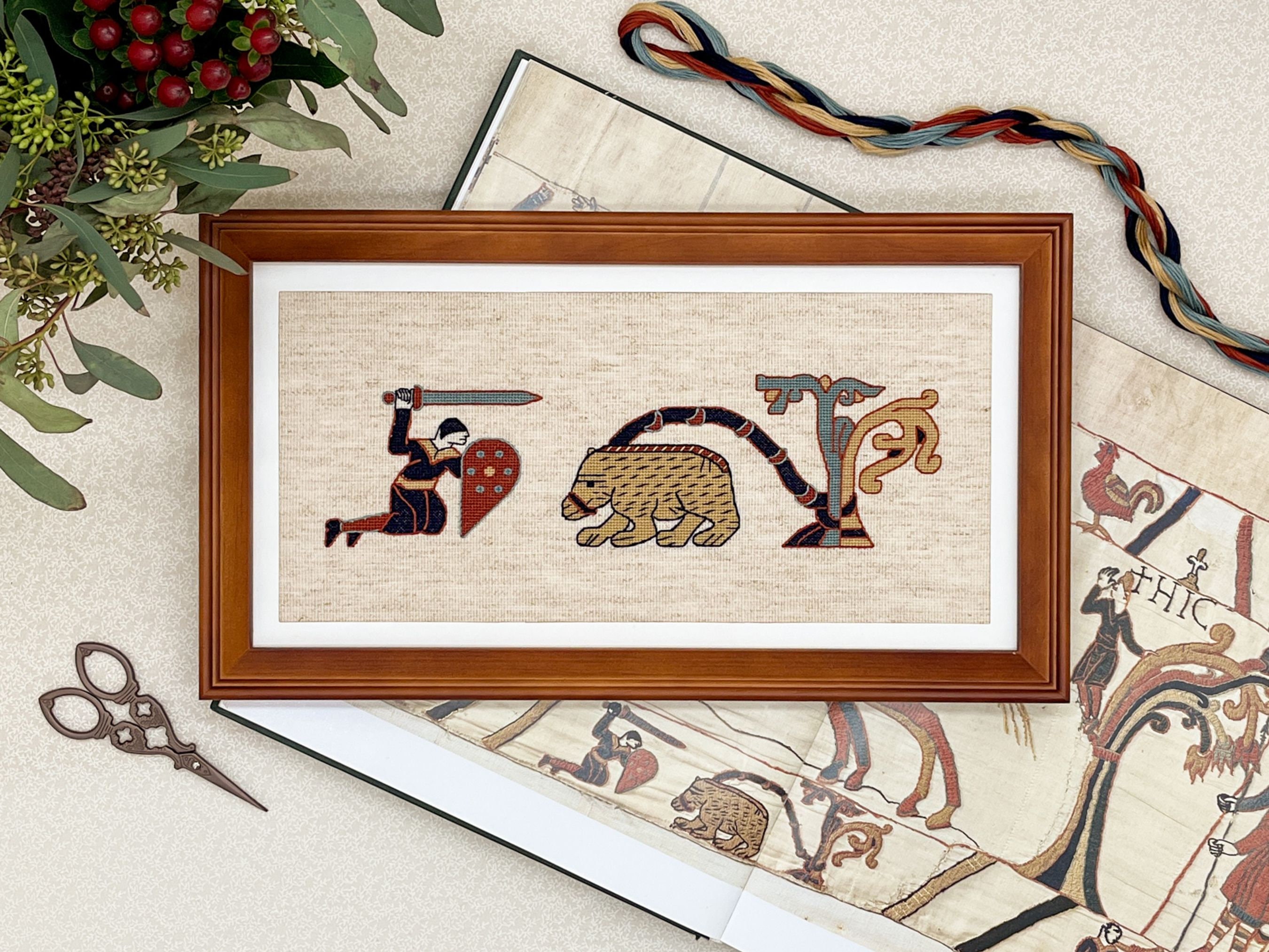 Bayeux Tapestry Cross Stitch Pattern Warrior With Bear Border Art PDF
