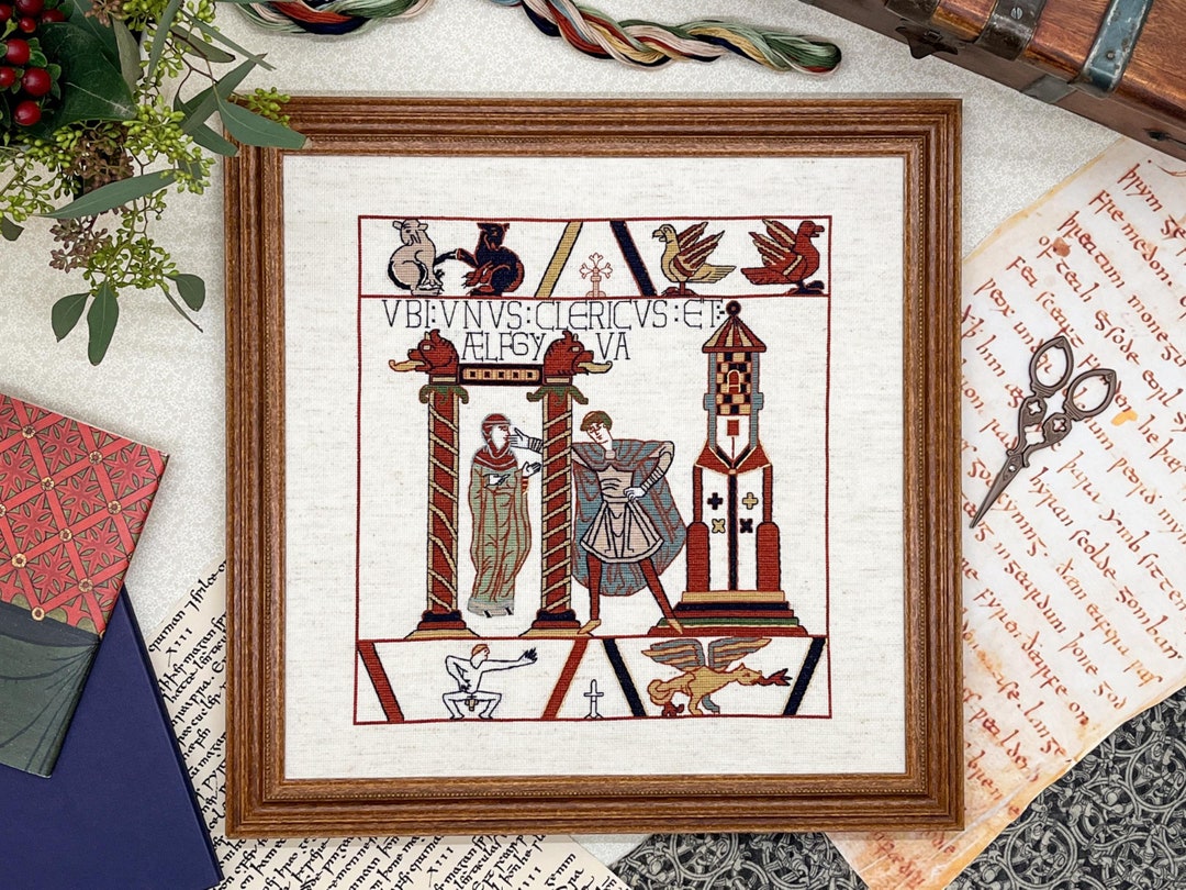 Bayeux Tapestry Cross Stitch Pattern Aelfgyva and Cleric Etsy