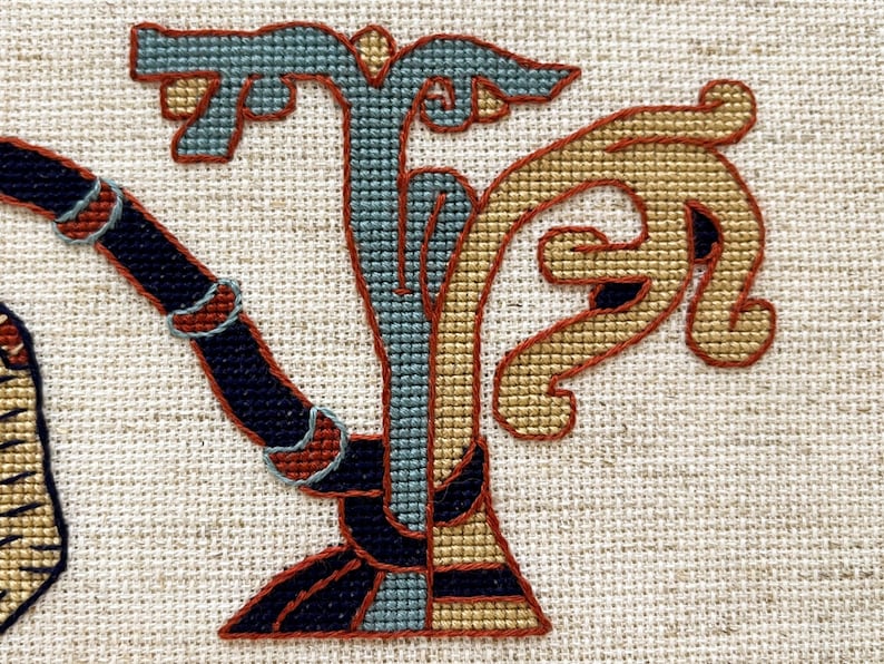 Bayeux Tapestry Cross Stitch Pattern Warrior With Bear Border Art PDF Instant Download Gift for