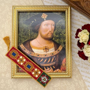 Henry VIII Bookmark Cross Stitch Pattern | PDF Instant Download | Gift for Lovers of History, Royal Family & Tudor Monarchs | Tudor Rose