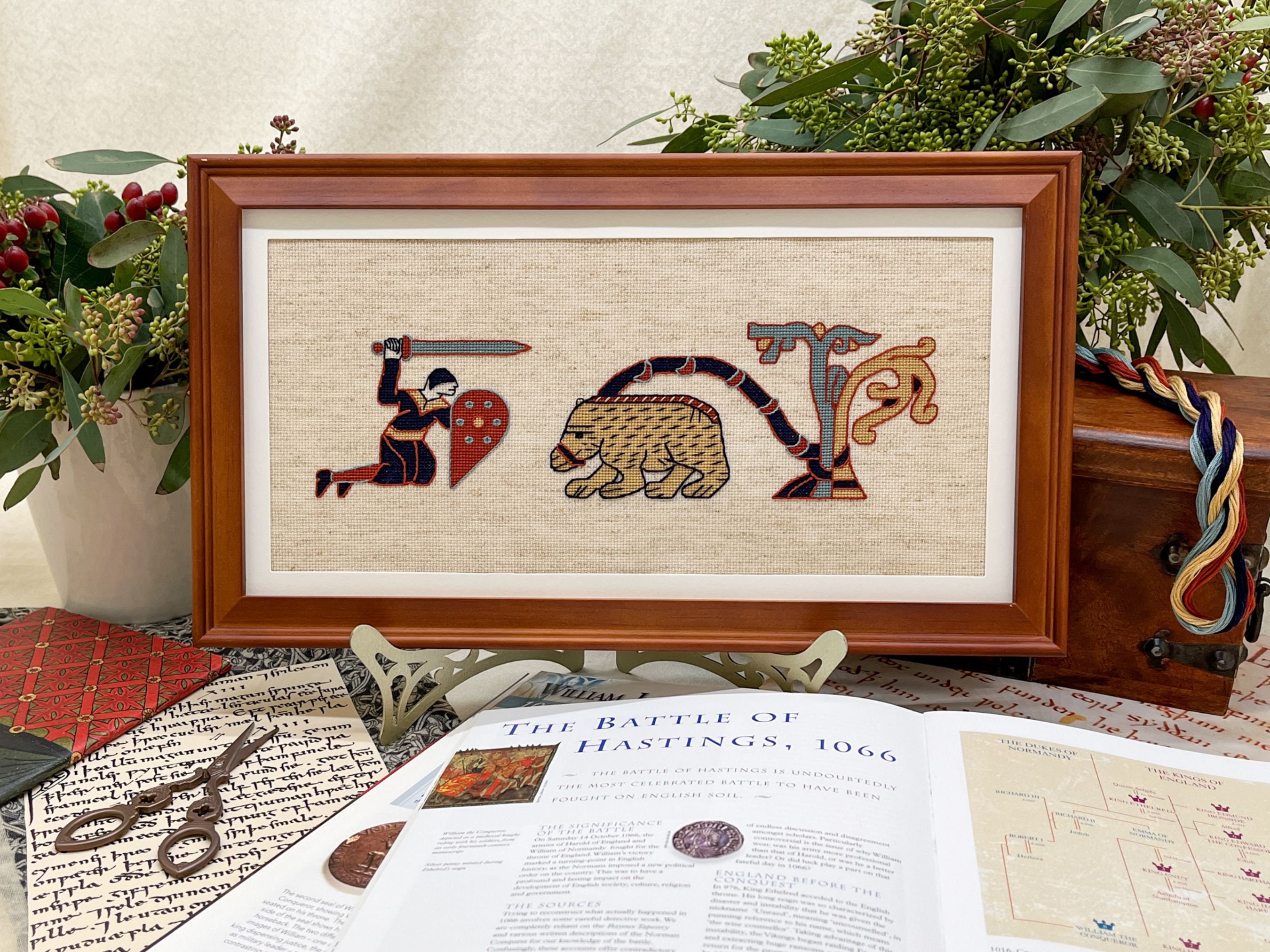 Bayeux Tapestry Cross Stitch Pattern Warrior With Bear Border Art PDF