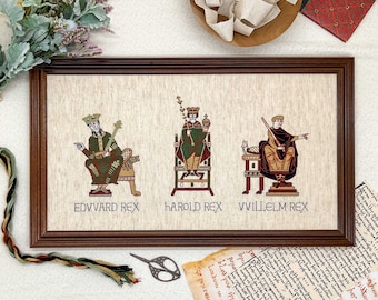 Bayeux Tapestry Cross Stitch Pattern: Three Kings of 1066 | PDF Instant Download | Great for lovers of Medieval History and English Kings