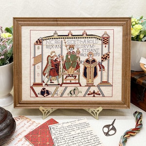 Bayeux Tapestry Cross Stitch Pattern: Harold Enthroned | PDF Instant Download | Gift for lovers of Medieval History, Art and English Kings