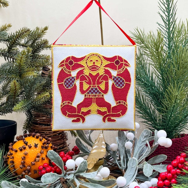 Sutton Hoo Wolves Ornament Cross Stitch Pattern | PDF Instant Download | for Lovers of Medieval Archeology and Anglo-Saxon or Viking History