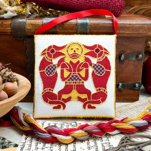 Sutton Hoo Wolves Ornament Cross Stitch Pattern | PDF Instant Download | for Lovers of Medieval Archeology and Anglo-Saxon or Viking History