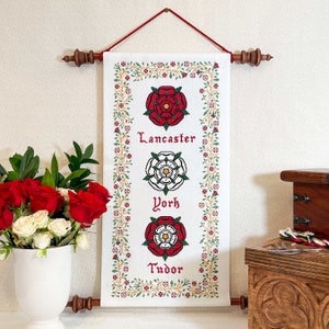 Wars of the Roses Cross Stitch Pattern | PDF Instant Download | For Lovers of Medieval History & Art, English Royal Family, and Tudor Roses