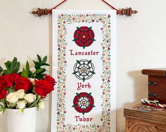 Patrón de punto de cruz de la Guerra de las Rosas / Descarga instantánea en PDF / Para amantes de la historia y el arte medievales, la familia real inglesa y las rosas Tudor