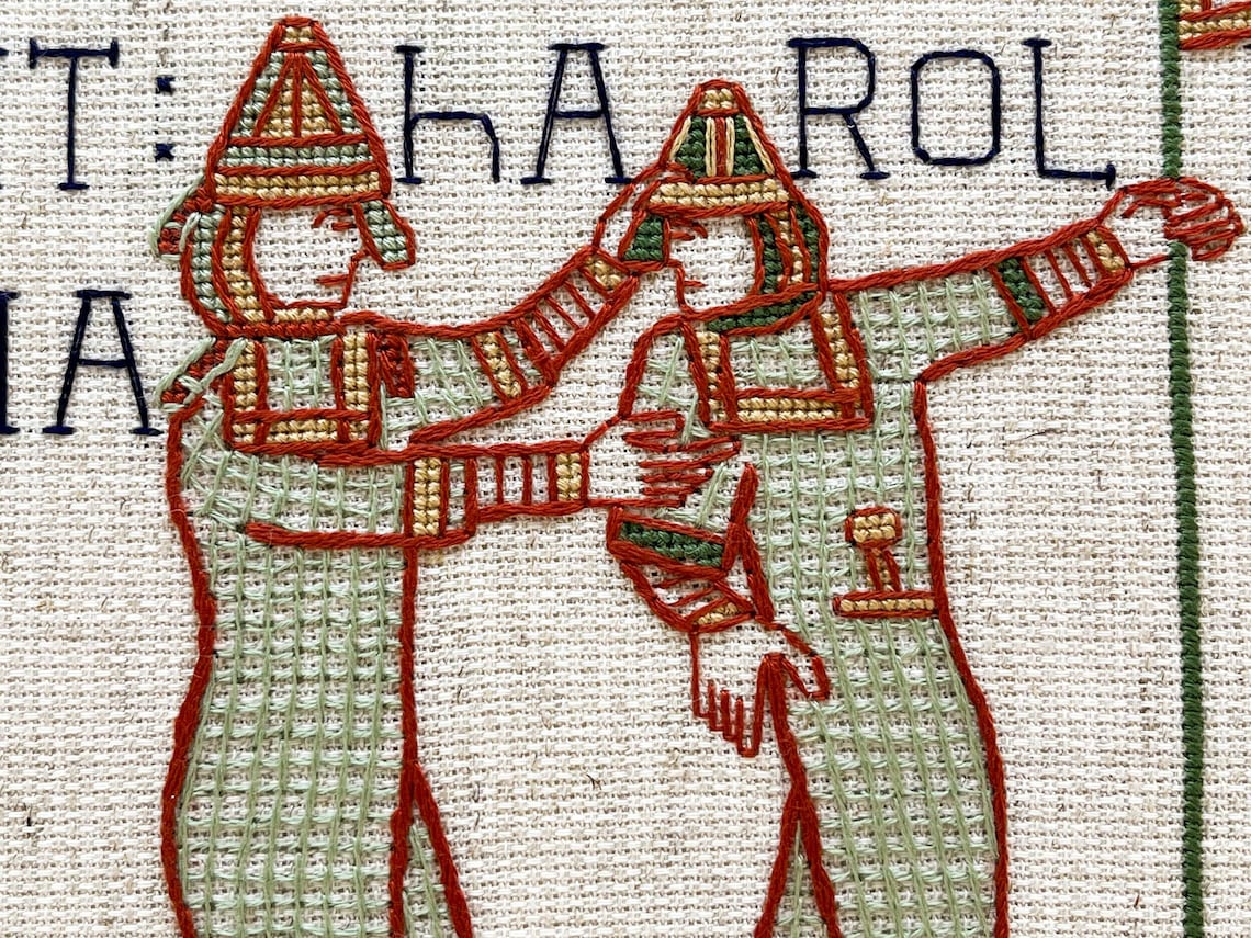 Bayeux Tapestry Cross Stitch Pattern William Giving Arms to Harold PDF Instant Download for