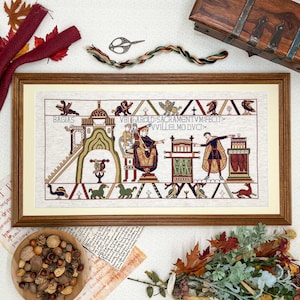 Bayeux Tapestry Cross Stitch Pattern: Harold Swears an Oath | PDF Instant Download | Fans of Medieval History, English Kings & Holy Relics