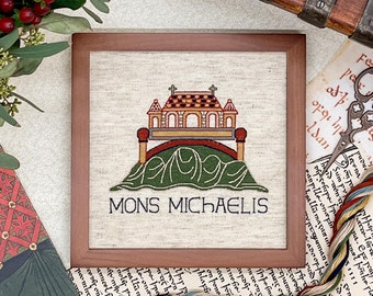 Bayeux Tapestry Cross Stitch Pattern: Mont-Saint-Michel Abbey | PDF Instant Download | For lovers of French History, and Medieval Art