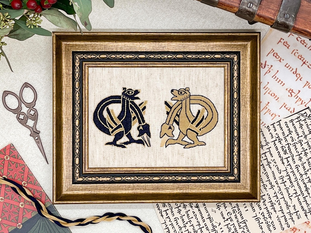 Bayeux Tapestry Cross Stitch Pattern Pair of Blue and Gold Etsy