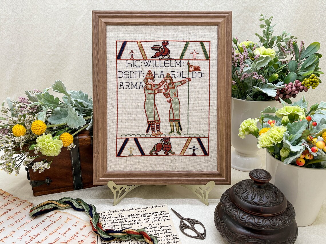 Bayeux Tapestry Cross Stitch Pattern William Giving Arms to Harold PDF Instant Download for