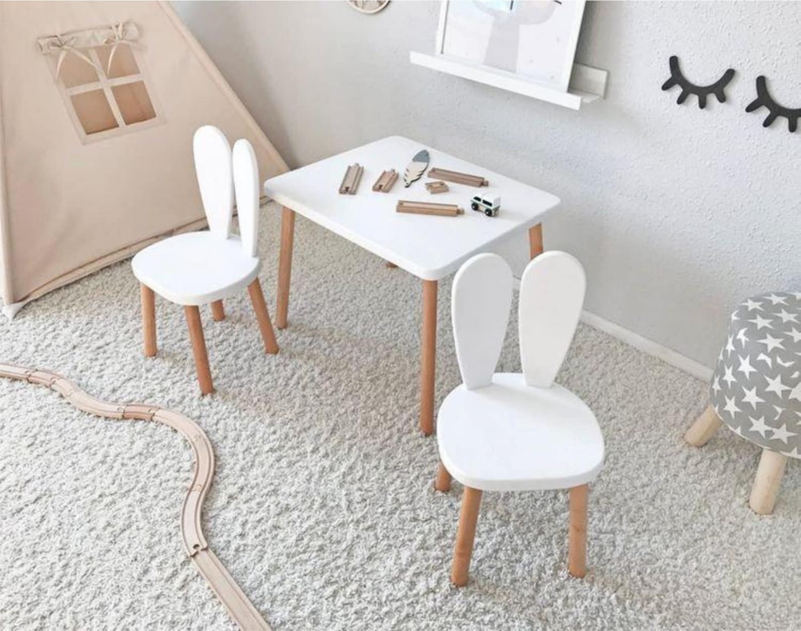 Children's Table and 1 Piece Rabbit Chair Etsy