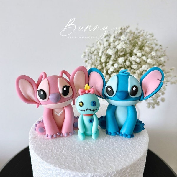 Disney Stitch and Angel Fondant Cake Topper