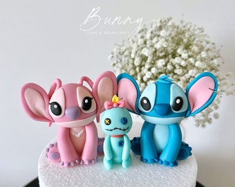 Disney Stitch and Angel Fondant Cake Topper