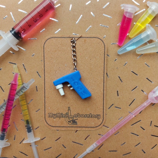 Pipette gun Keychain personalised science