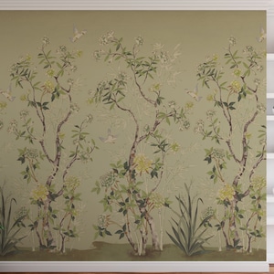 Vintage Chinoiserie Peel Stick Wallpaper: Floral Bird Wall Mural Self Adhesive Removable Decor