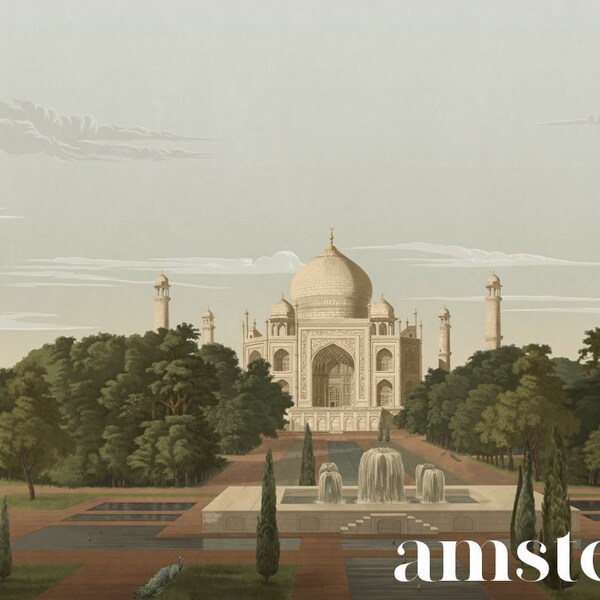 Papier peint paysage indien, peinture murale amovible Peel and Stick ou papier peint non tissé régulier, papier peint Inde, papier peint hindou Taj Mahal