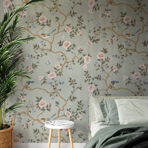 Vaucluse Chinoiserie Wallpaper, Removable Peel and Stick Mural or Paste the Wall Non-Woven Wallpaper Design, Vintage Print, Wall Decal image 2