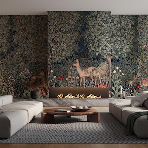 Vintage William Morris Forest Tapestry Wallpaper: Peel & Stick Greenery ...