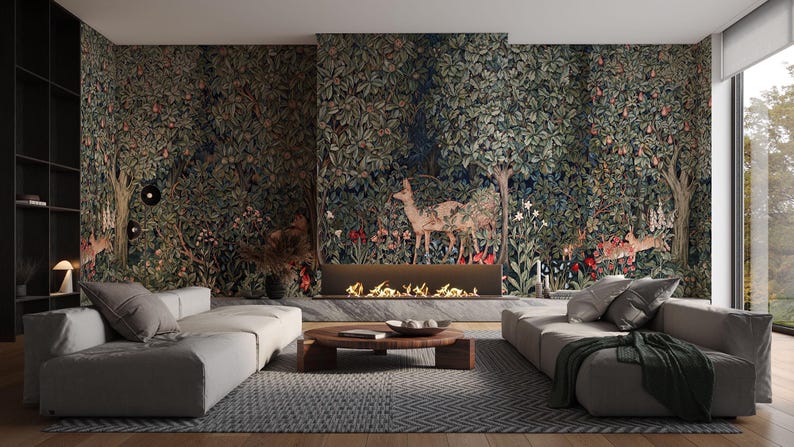 Vintage William Morris Forest Tapestry Wallpaper: Peel & Stick Greenery ...