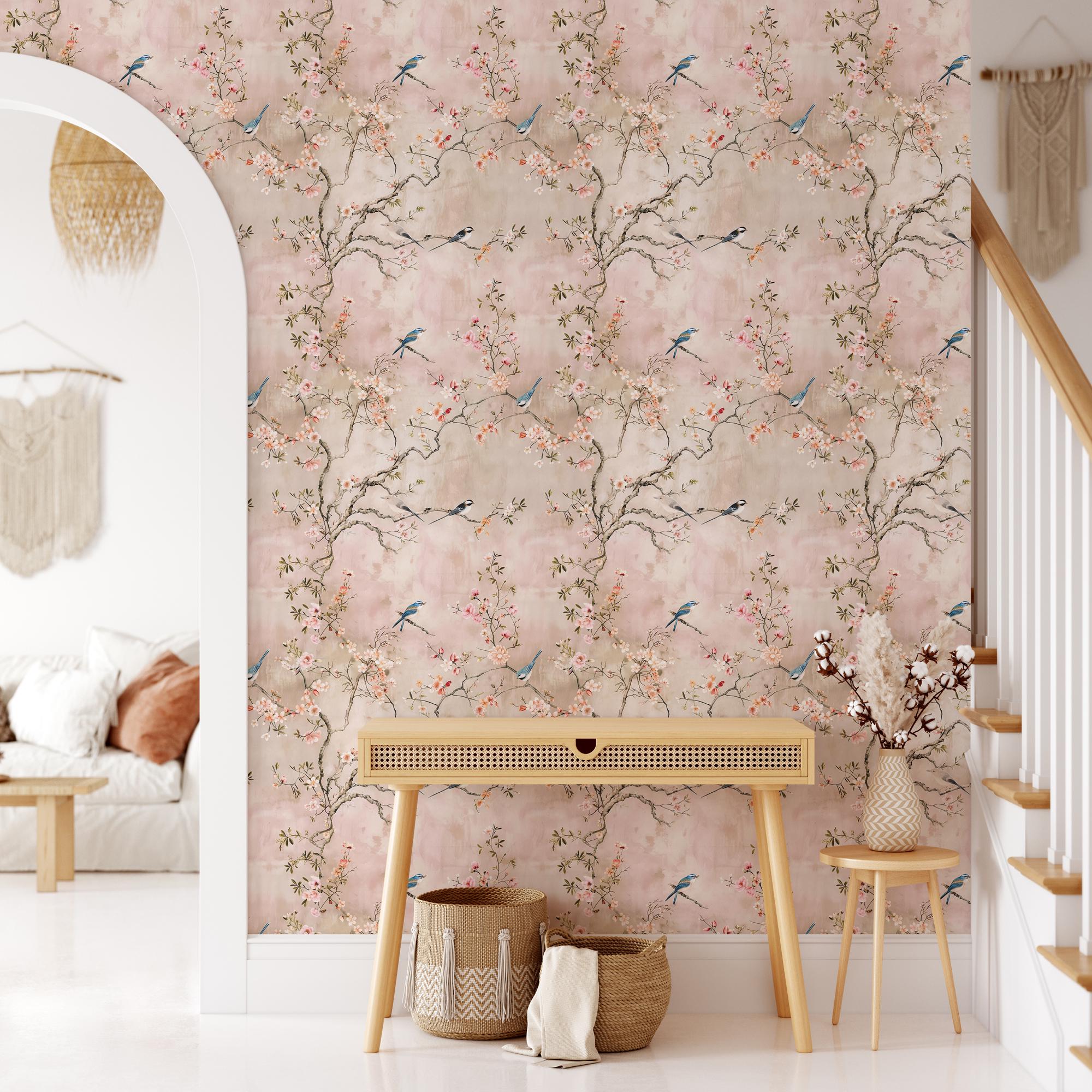 Cherry Blossom Wallpaper - Pink Floral Wall Decor Japanese Spring ...