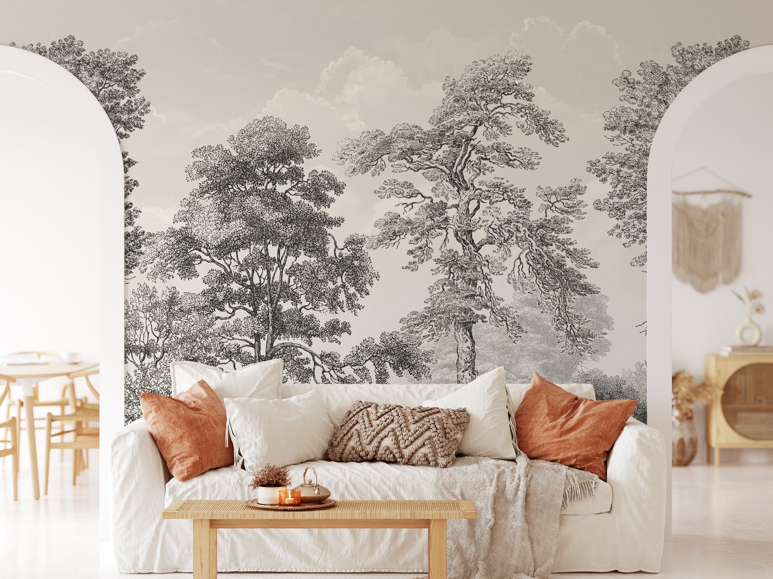 Large Tree Forest Wallpaper Removable Peel and Stick Mural Etsy