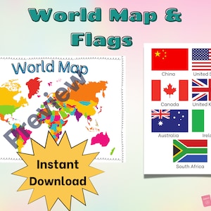 Pu&ograve; includere: Una mappa del mondo colorata con un'esplosione di stelle gialla che dice "Download immediato". La mappa &egrave; circondata da un bordo bianco con una linea tratteggiata. Sul lato destro dell'immagine ci sono bandiere di diversi paesi, tra cui Cina, Stati Uniti, Canada, Regno Unito, Australia, Irlanda e Sudafrica.
