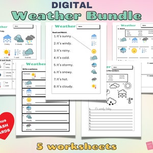 First Grade Printable Worksheets on Weather |  PDF English Weather first grade Worksheet | Kids worksheets | Printable worksheets and props