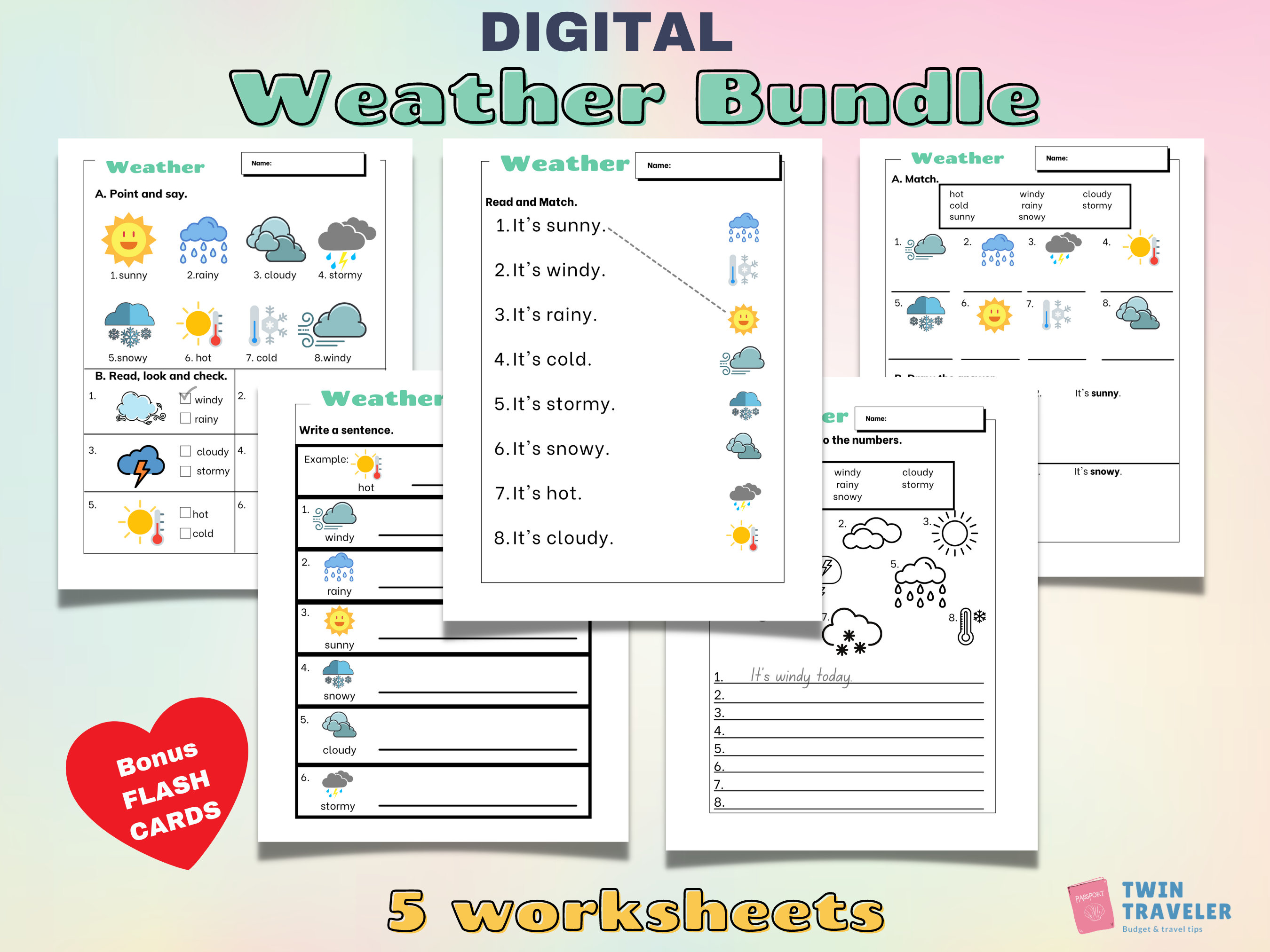 first grade printable worksheets on weather pdf english etsy