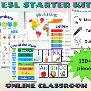 Kit de aula en línea para profesores de ESL / VipKid, Italki preply cambly / Accesorios y recursos de ESL para profesores de inglés / Accesorios de ESL imprimibles /