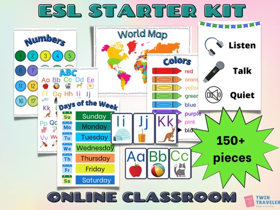 Online classroom Kit for ESL Teachers | VipKid, Italki preply cambly | ESL Props and resources for English Teachers | Printable ESL Props |