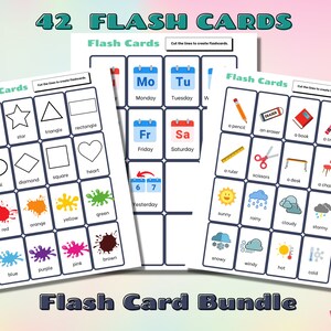 Lot de cartes flash ESL pour fournitures scolaires, couleurs, formes, météo, jours de la semaine | Accessoires de classe ESL et Flashcards pour enfants | ALS